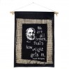 WALL HANGING black and white banner hand painted / Literary Quote / gift for writer