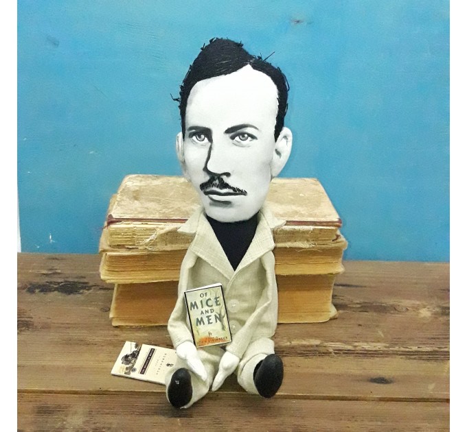 Famous American writer, Nobel Prize, author - Book lover gift - Collectible doll + miniature books