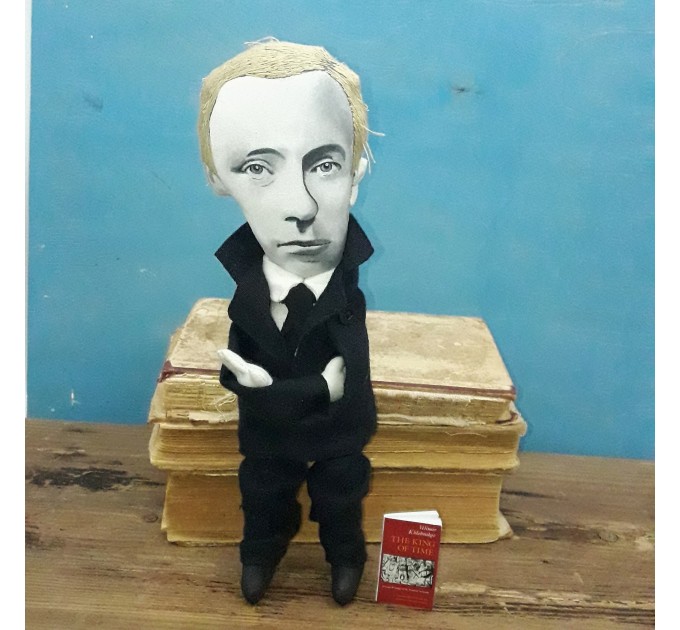 Velimir Khlebnikov Russian poet - Book lover gift - Collectible doll + miniature book