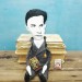 Vladimir Mayakovsky Russian poet, communist USSR - bookshelves decor - Collectible doll + miniature books