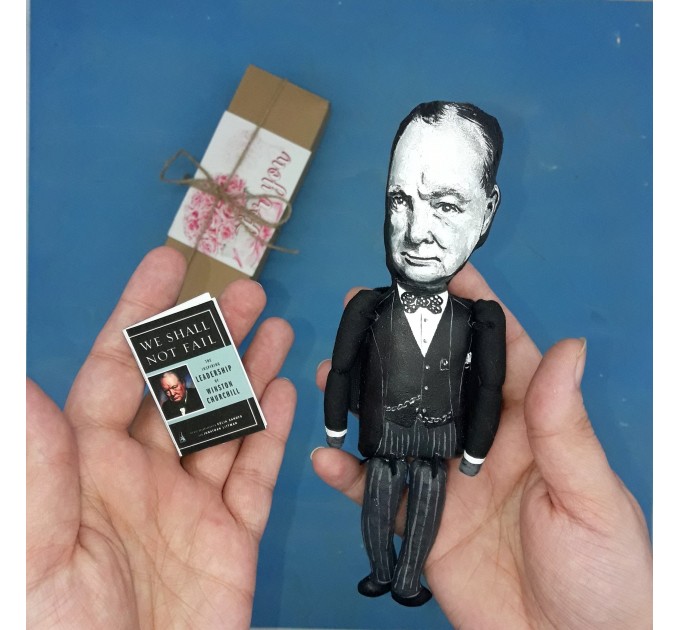 Winston Churchill historical figure, British prime minister, - Collectible handmade doll