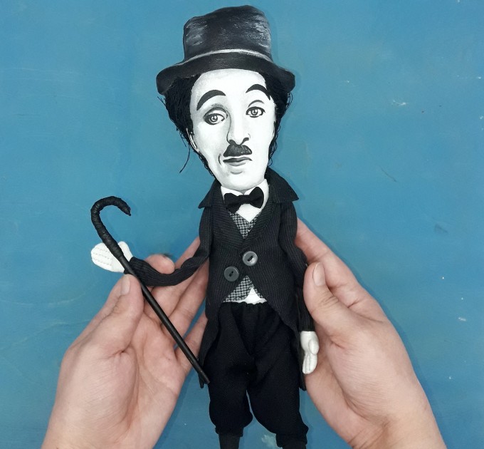 Charlie Chaplin English comic actor, filmmaker - Collectible handmade doll 