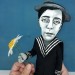 Buster Keaton doll - American actor comedian, classic Hollywood, slapstick comedy - hand painted collectible doll
