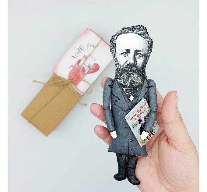Jules Verne figurine, famous French novelist, poet, father of science fiction - Book lover gift!