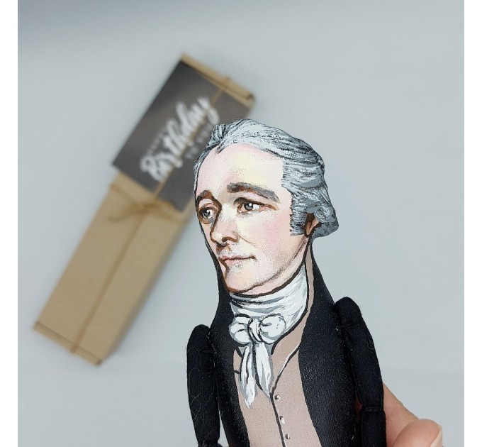 Alexander Hamilton famous American statesman, Founding Father figurine, Historical doll