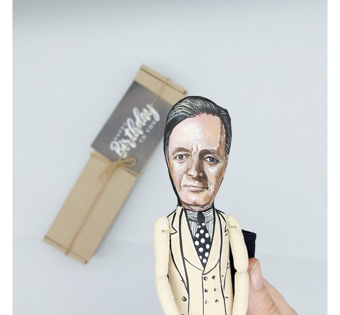 Tom Wolfe figure, famous American author, journalist - Satirical literature - Book lover gift! Collectible doll