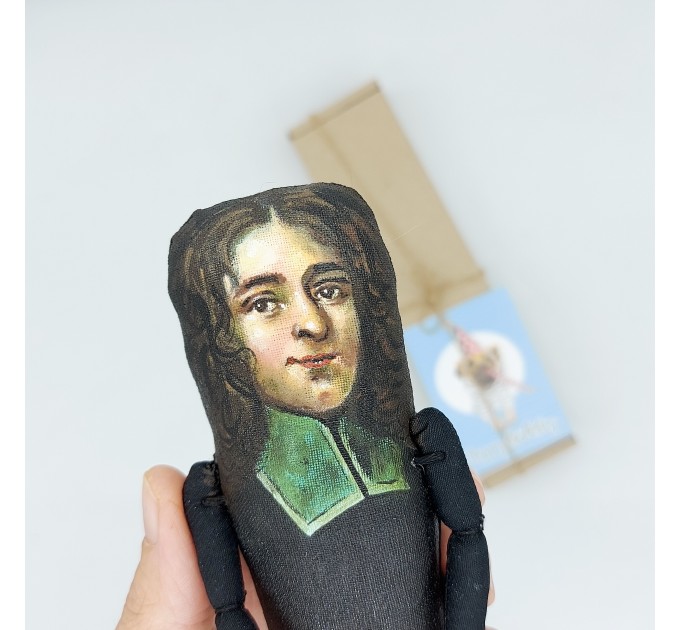 Pierre Bayle figure, French philosopher, author 17th century - religious toleration - skeptical philosophy, Collectible doll