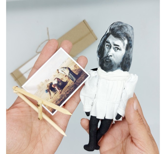 Jean Francois Millet figure, famous French artist the Realism art movement - Artists room decor, Collectible doll