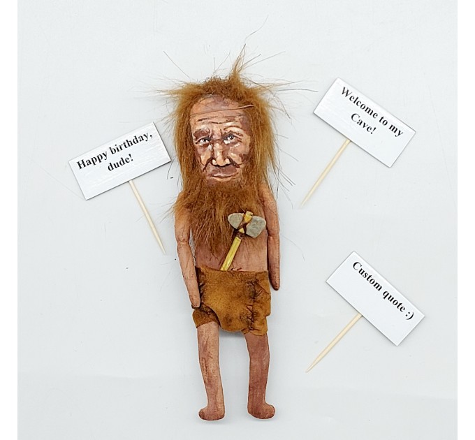 Prehistoric Caveman figurine - Man Cave sign, Birthday Gifts! Stone Age homo sapiens, prehistoric hunters doll