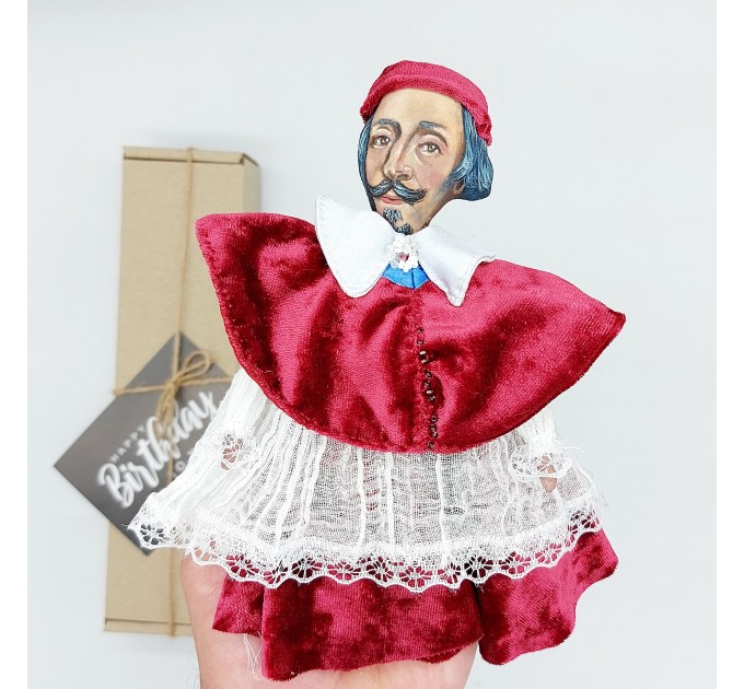 Cardinal Richelieu historical figurine, French statesman, prelate of the Catholic Church doll