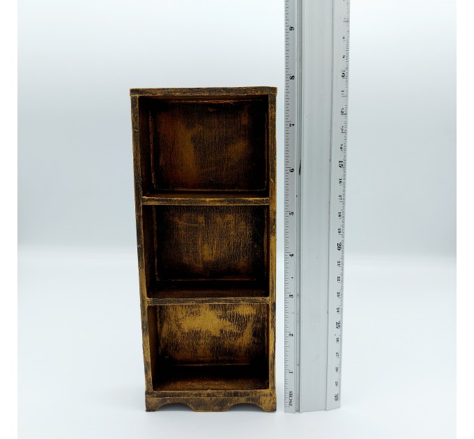 Miniature Wooden Bookcase 1:12 scale furniture for 7 inches dolls, Library decoration