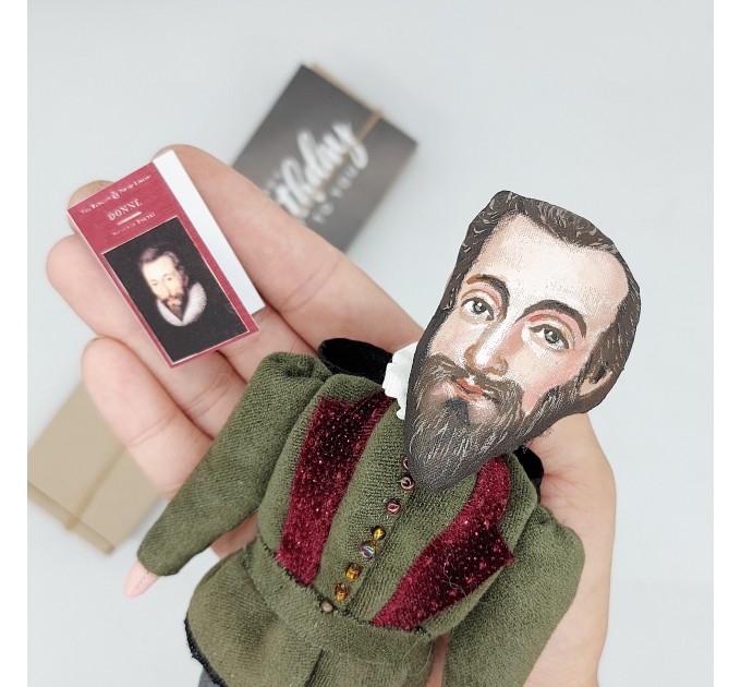 John Donne figurine, English poet, scholar - Book lover gift! Collectible doll