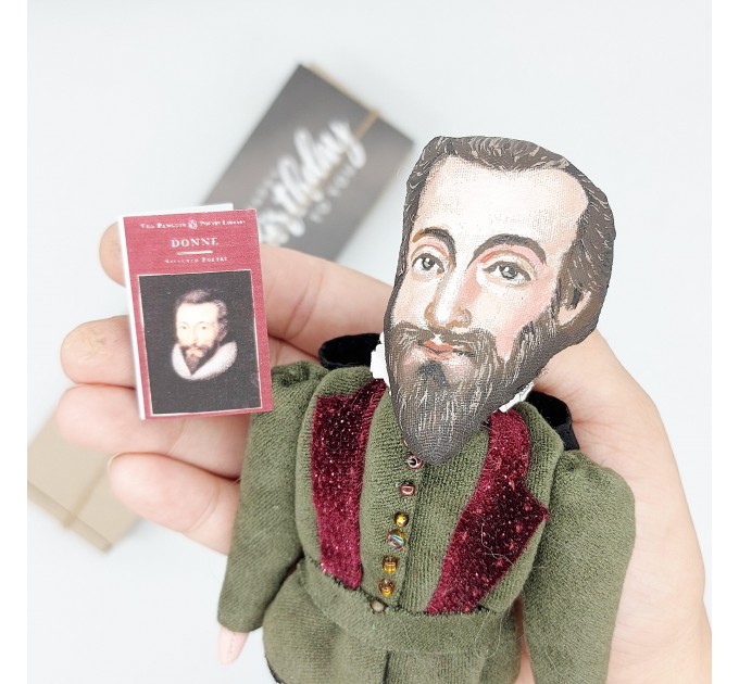John Donne figurine, English poet, scholar - Book lover gift! Collectible doll