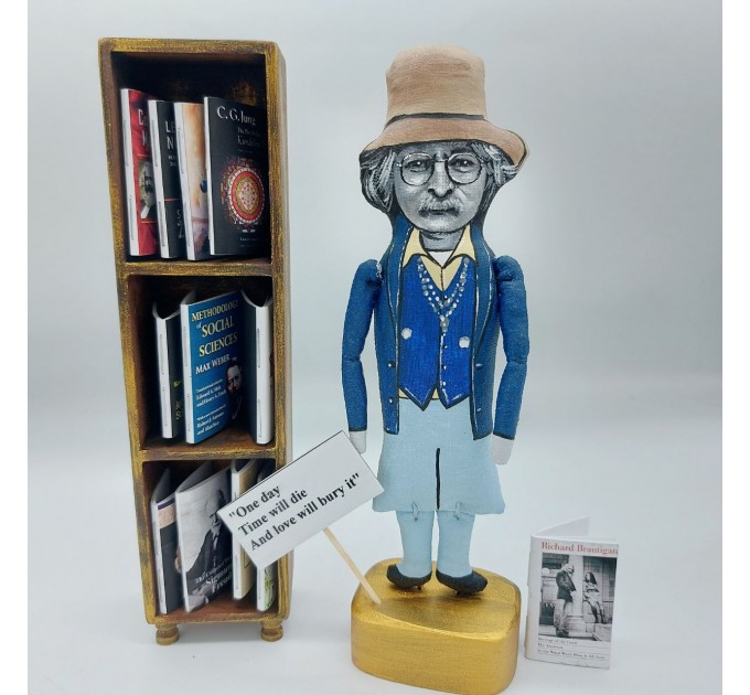 Richard Brautigan figurine, American novelist, poet Counterculture - Unique writer gift!