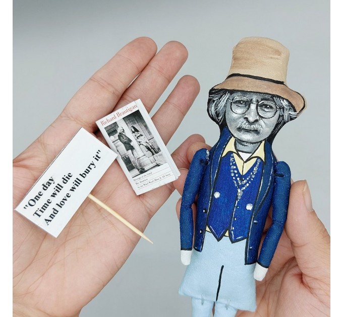 Richard Brautigan figurine, American novelist, poet Counterculture - Unique writer gift!