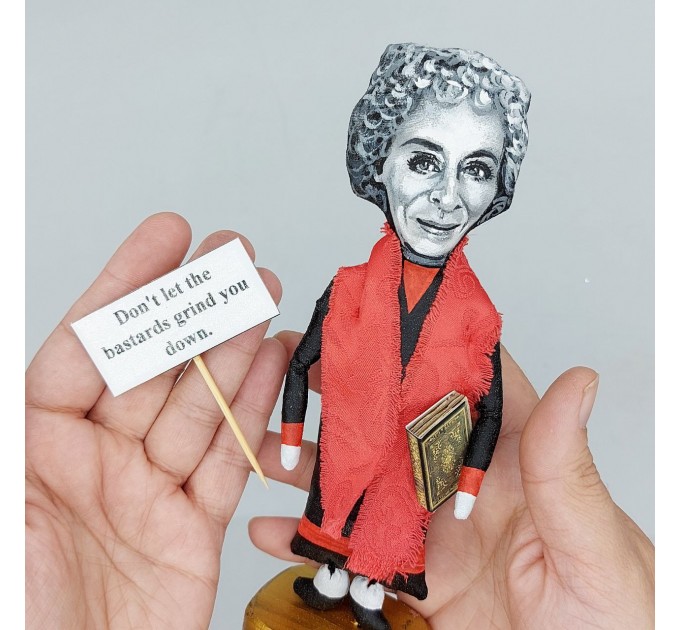 Margaret Atwood literary figurine, Canadian novelist, poet - Reader gift!