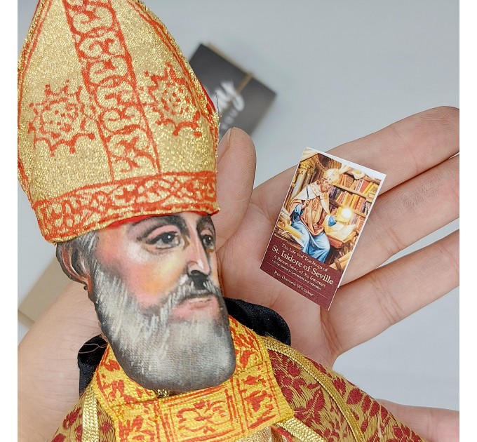 Saint Isidore of Seville figurine, author Etymologies - Medieval Scholar art