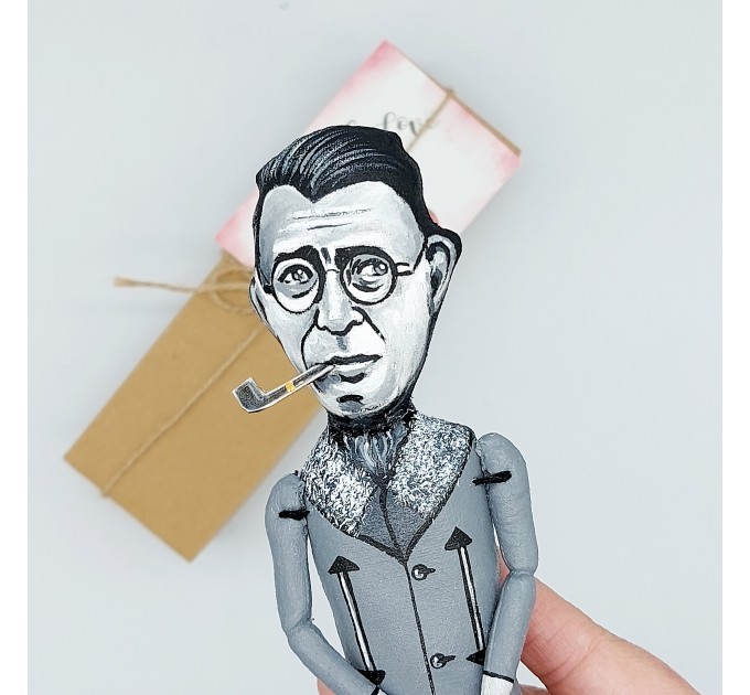 Jean Paul Sartre figurine, French philosopher - Philosophy Teacher Gift!