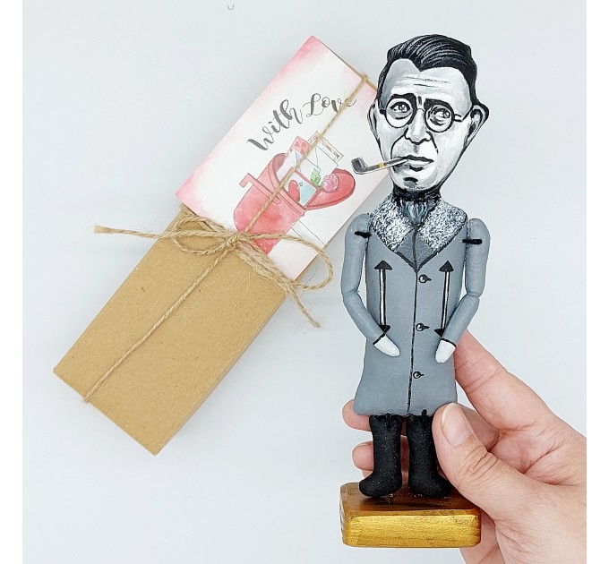 Jean Paul Sartre figurine, French philosopher - Philosophy Teacher Gift!