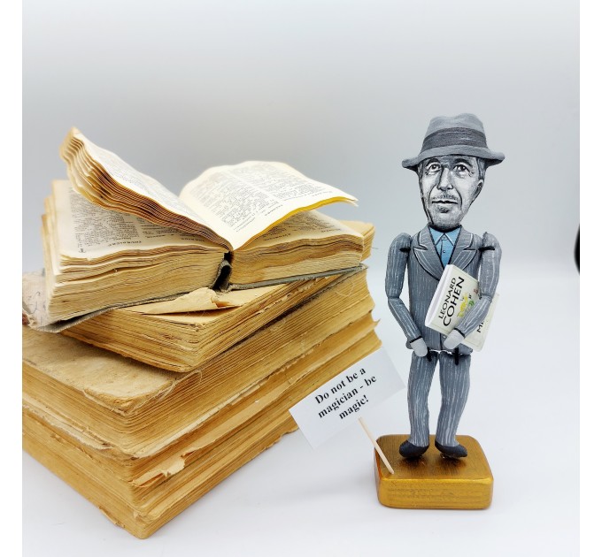 Leonard Cohen poet, novelist, singer figurine, Reader gifts!
