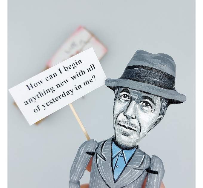 Leonard Cohen poet, novelist, singer figurine, Reader gifts!