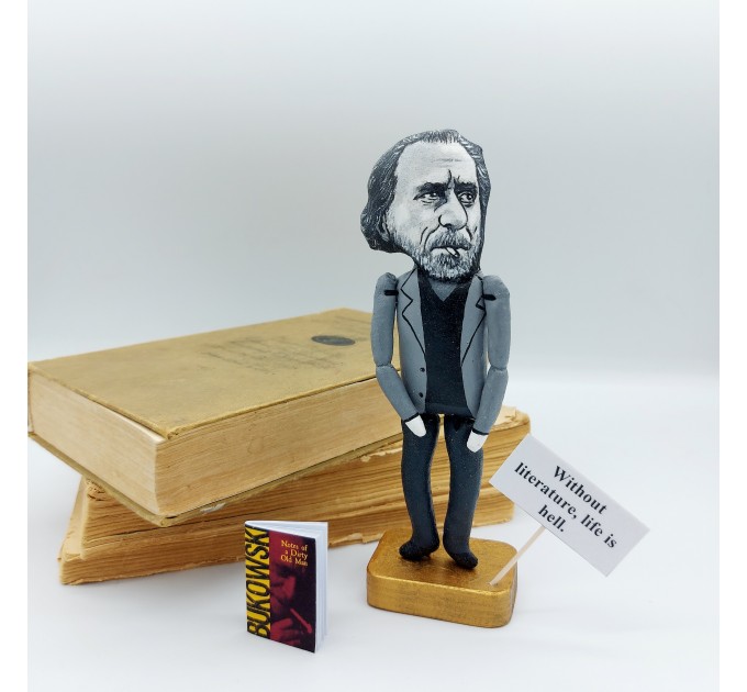 Charles Bukowski figurine, American poet, novelist - Reader gifts!