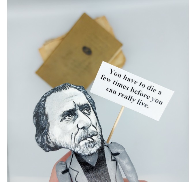 Charles Bukowski figurine, American poet, novelist - Reader gifts!
