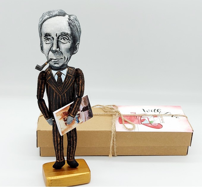Bertrand Russell philosopher figure, History teacher gift - Collectible doll