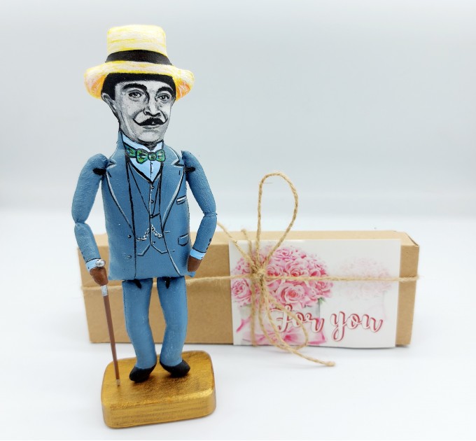 Hercule Poirot famous detective figurine