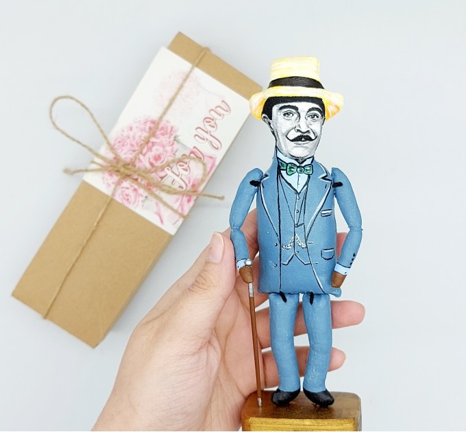 Hercule Poirot famous detective figurine