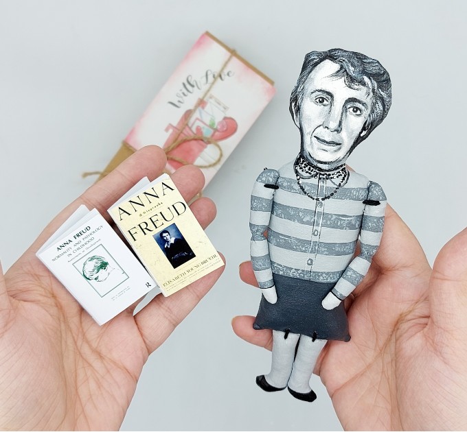 Anna Freud famous psychoanalyst figure, Gift for psycholog - Collectible doll