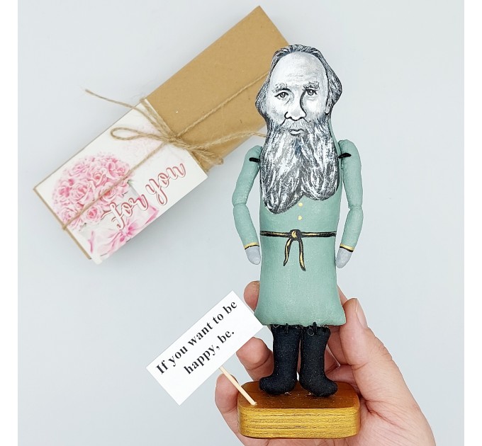 Leo Tolstoy figure, writer author War and Peace, Anna Karenina - Reader gift!
