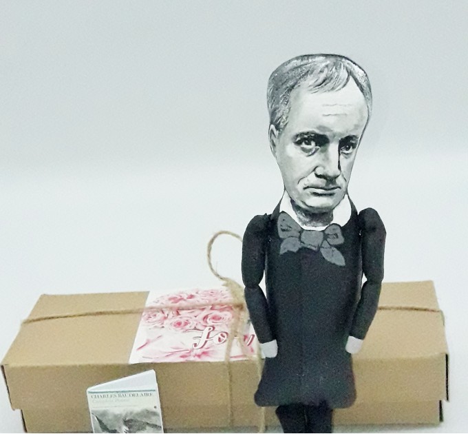 Charles Baudelaire action figure handmade - French poet - The Flowers of Evil - reader office art - Collectible miniature doll hand painted