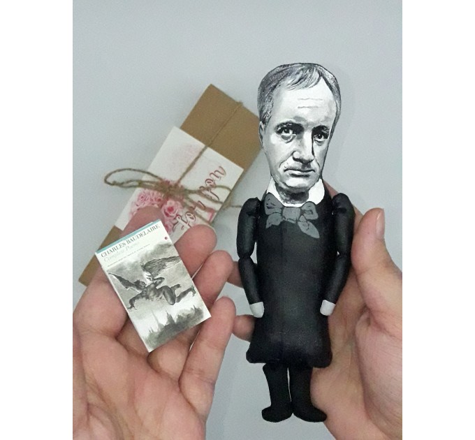 Charles Baudelaire action figure handmade - French poet - The Flowers of Evil - reader office art - Collectible miniature doll hand painted