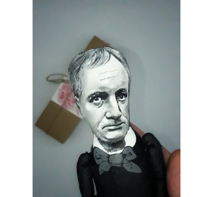 Charles Baudelaire action figure handmade - French poet - The Flowers of Evil - reader office art - Collectible miniature doll hand painted