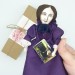 Charlotte Bronte doll, novelist, poet, women writer, author Jane Eyre - Book lover gift - Collectible doll hand painted + Miniature Book