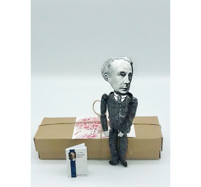 George Edward Moore English philosopher action figure 1:12- idealism in British philosophy - professor gift idea, a unique collection for smart people - Collectible scientist doll hand painted + Miniature Book