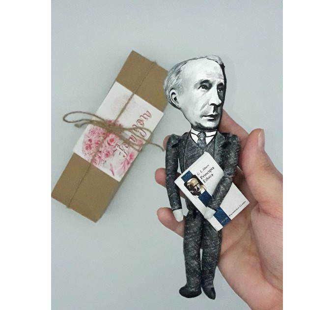 George Edward Moore English philosopher action figure 1:12- idealism in British philosophy - professor gift idea, a unique collection for smart people - Collectible scientist doll hand painted + Miniature Book