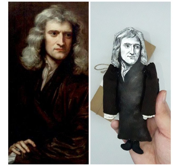 Isaac Newton scientist action figure 1:12 - a unique collection for smart people, Science teacher gift - Collectible scientist doll hand painted + Miniature Book