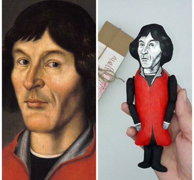 Nicolaus Copernicus scientist action figure 1:12 - Renaissance -era mathematician, famous astronomer -   Science teacher gift - Collectible scientist doll hand painted + Miniature Book