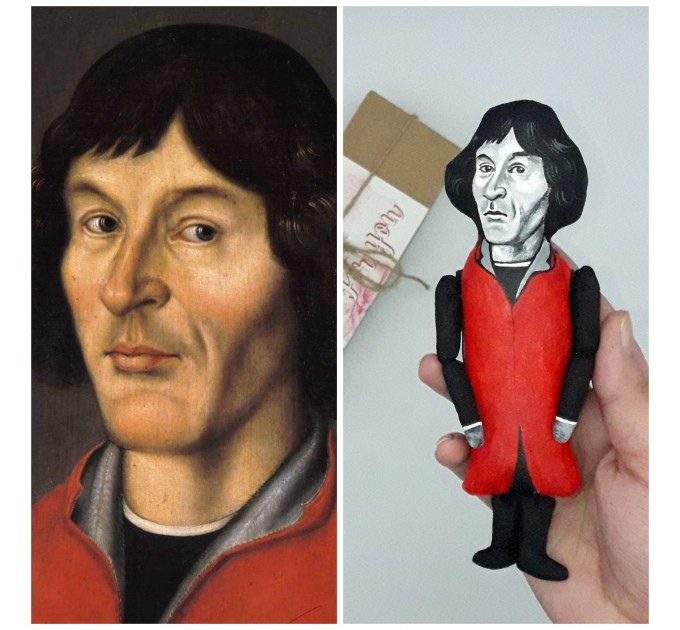 Nicolaus Copernicus scientist action figure 1:12 - Renaissance -era mathematician, famous astronomer -   Science teacher gift - Collectible scientist doll hand painted + Miniature Book