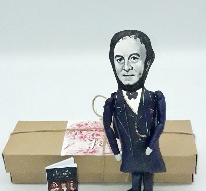 Famous French writer - book lover reader office art - Collectible miniature doll hand painted