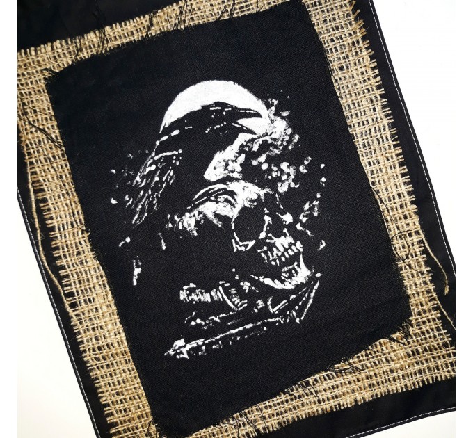 Raven Nevermore - Edgar Allan Poe - WALL HANGING black and white banner - Mystical decor hand-painted - Birthday gotic gift