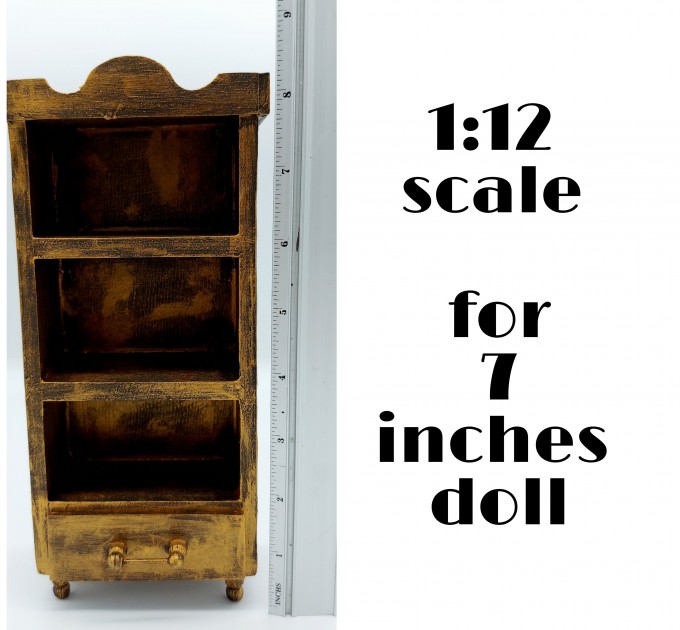 Miniature Wooden Bookcase 1:12 scale furniture, dollhouse Library decoration