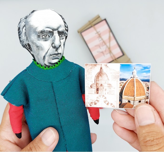 Filippo Brunelleschi Italian architect, designer, sculptor, founding father of Renaissance - Collectible handmade figurine