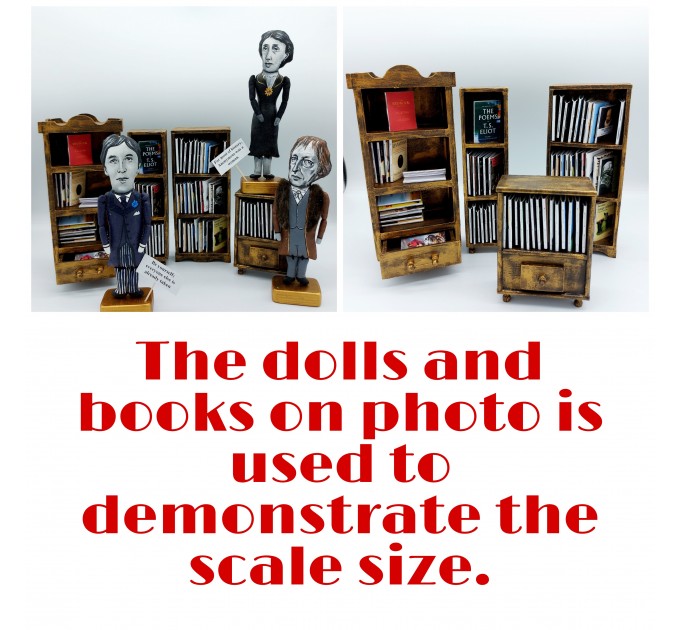 Library Bookcase, Miniature Bookshelves 1 : 12 scale