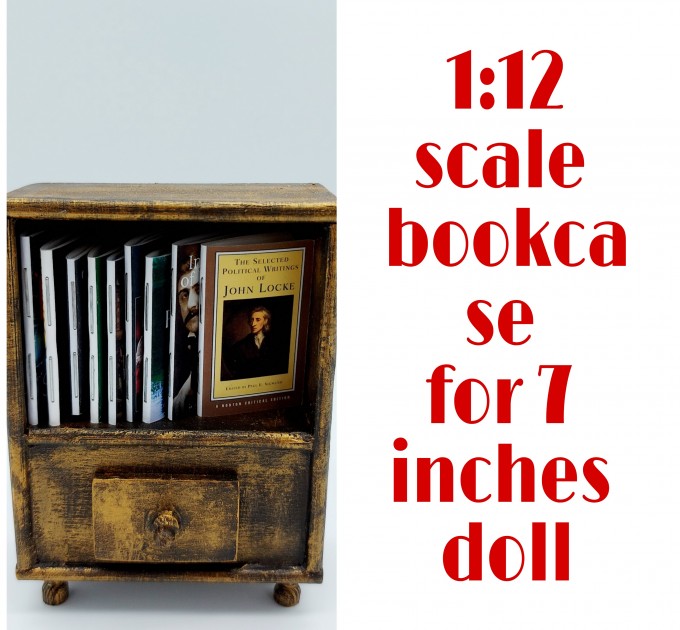 Miniature library, 1:12 scale bookcase, furniture miniature, little library office decor