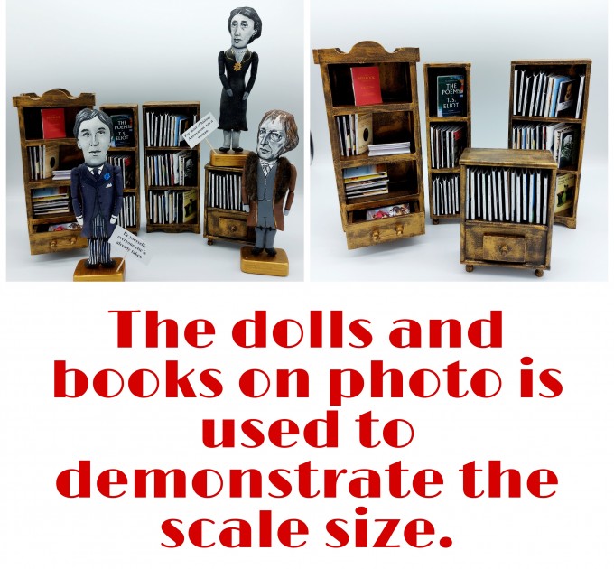 Storage Organizer, Library Bookcase, Miniature Bookshelf 1 : 12 , Organizer Cabinet, Library Bookshelves - furniture for dolls 7 inches