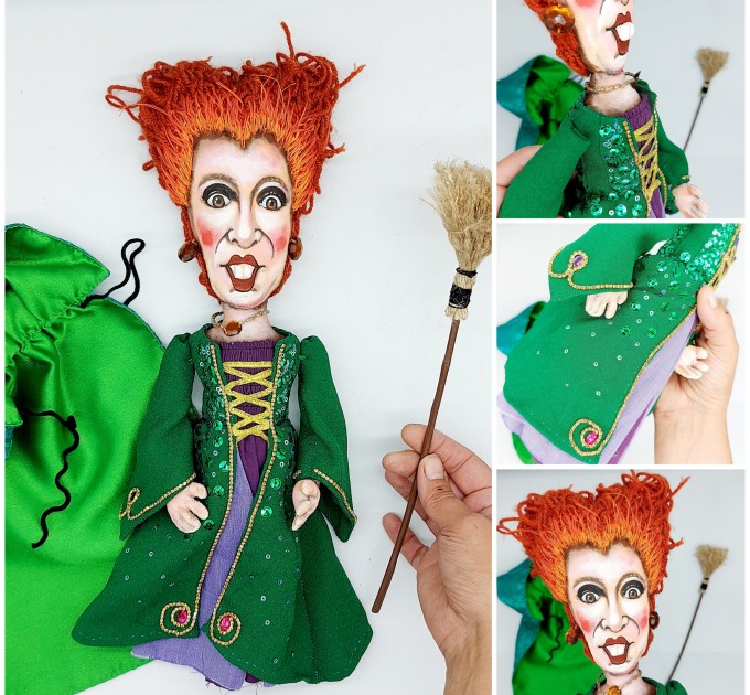 Sanderson Sisters + magick book - SET 3 handmade witches dolls - Collectible Halloween decorations
