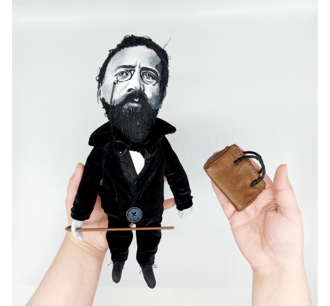 Anton Chekhov famous Russian playwright and short-story writer - book lover present - library bookshelf decoration - Collectible handmade writer doll